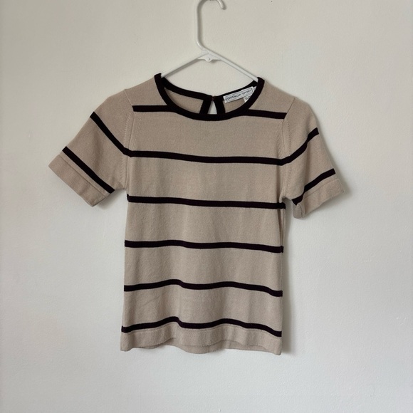 Givenchy Beige and Black Striped Short Sleeve Top - Picture 1 of 9